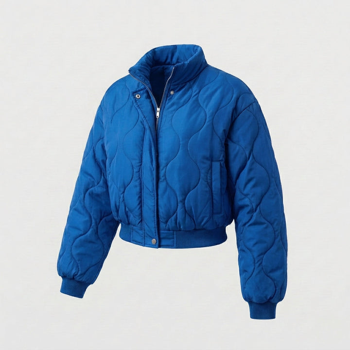 Damen Nan cropped gestepptes Bomberjacke mit organischem kreisförmigem Steppmuster und voluminösen Ärmeln