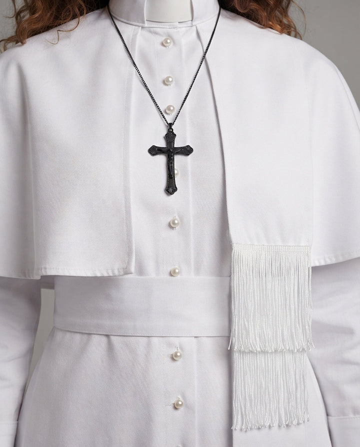 Damen Liturgisches Gewand mit eleganter Kragenpartie und stylischem Umhang Drune