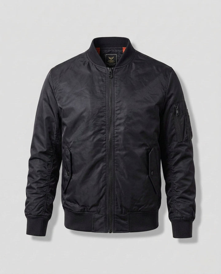 Herren Leichtgewicht Nylon Aviator Bomber mit Arm-Tasche und Zwei-Wege-Reißverschluss drune