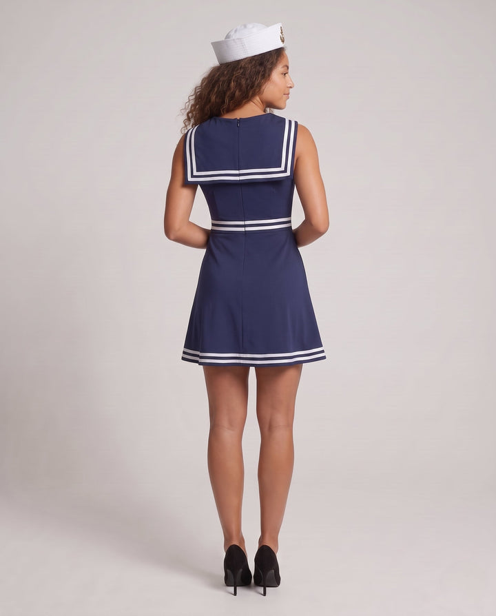 Damen Matrosenkleid mit Schulterkragen und maritimen Akzenten Drune