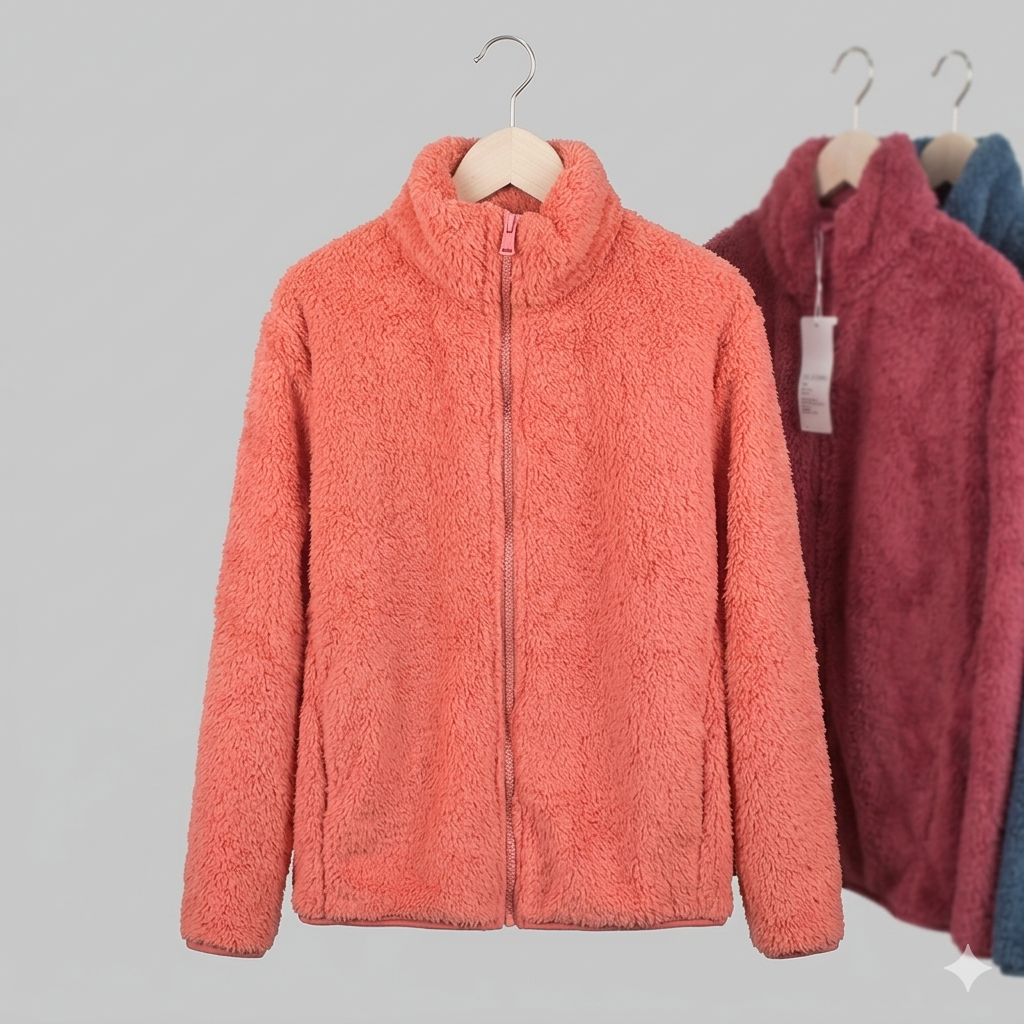 Drune | Damen Flauschige Fleecejacke mit hohen Kragen und seitlichen Taschen Drune