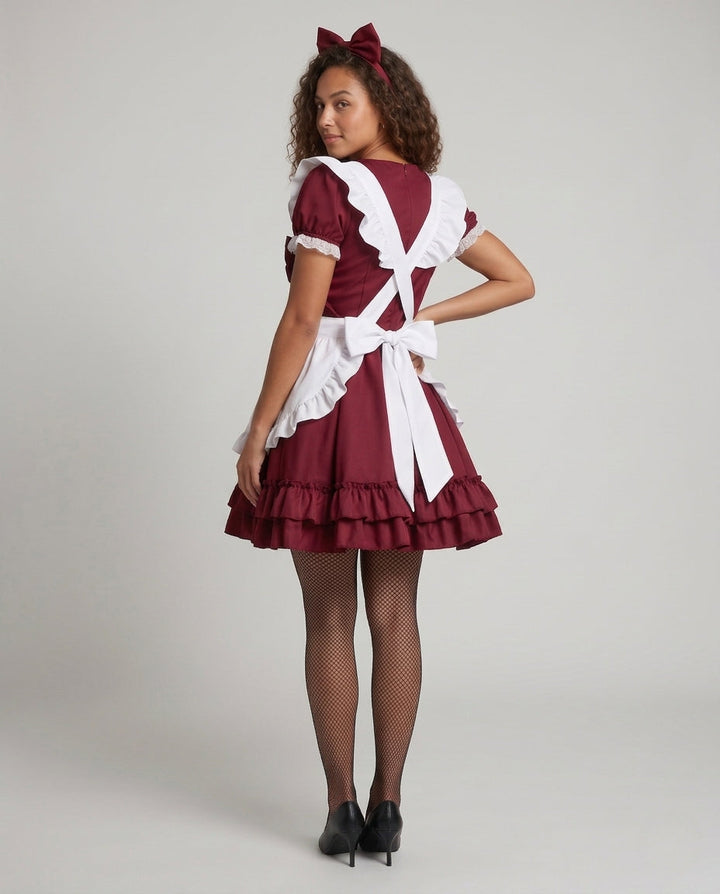 Damen verspieltes Vintage-Latzkleid mit Rüschendetails Drune