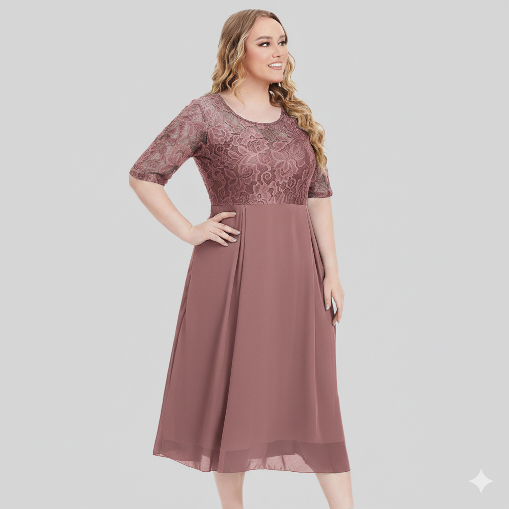 Drune | Damen Kleid "Liv" | Chiffon | Regular Fit, Leichter Stretch | Maxilänge