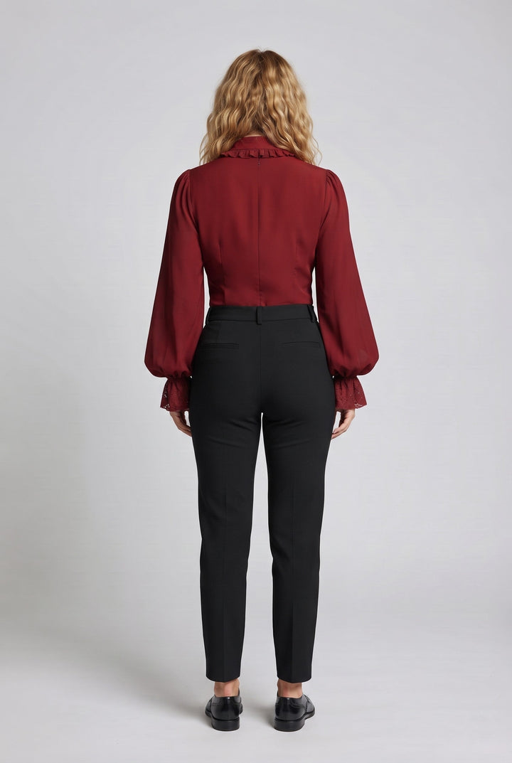 Damen Rüschbluse mit elegantem Kragenbereich Drune