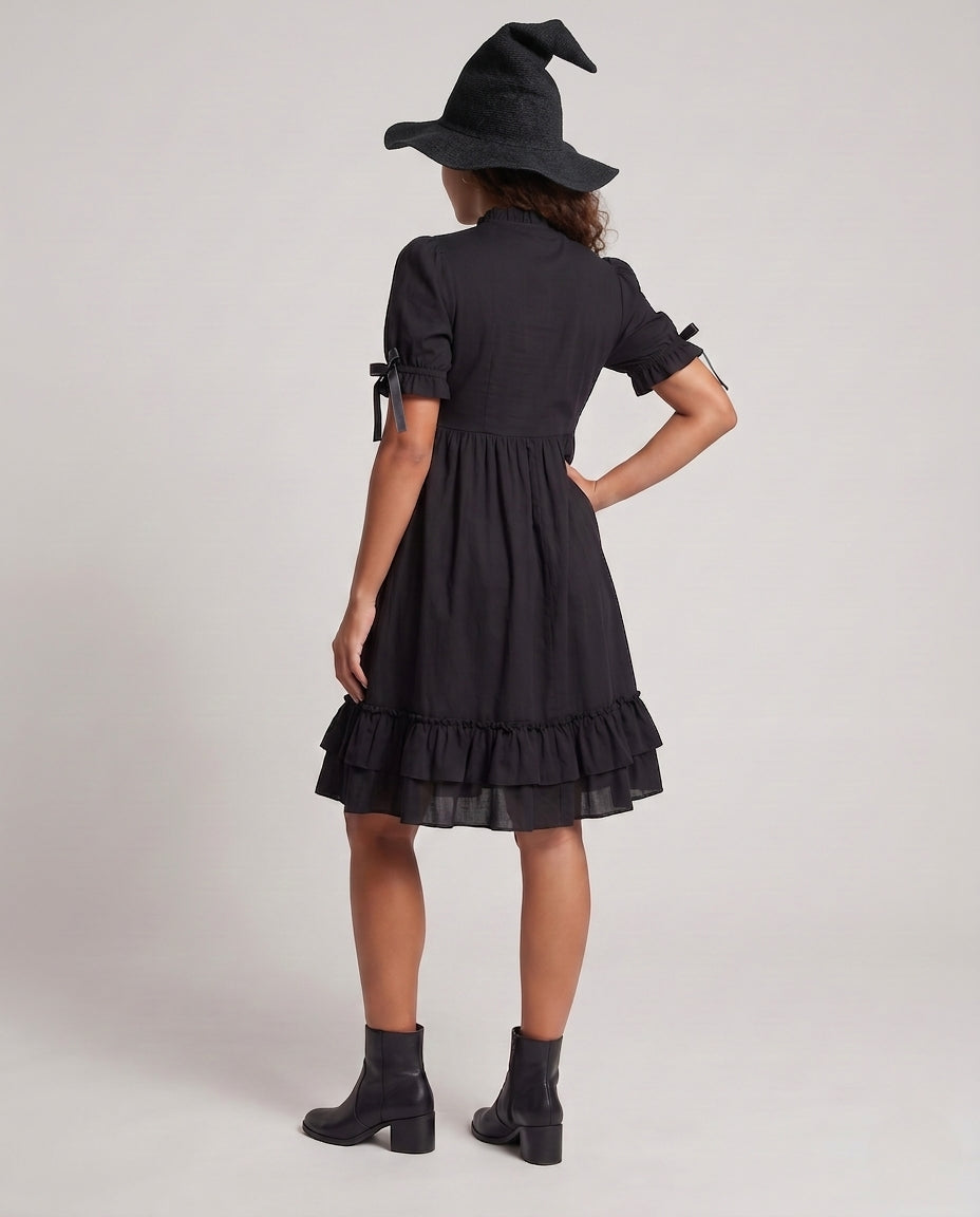 Damen verspieltes Rüschendetail Kleid Drune