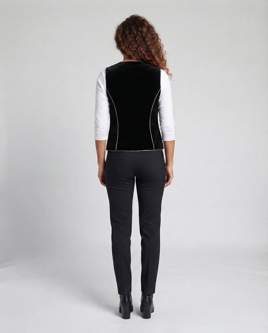 Damen Elegantes Samt-Weste mit Knopfdetails Drune