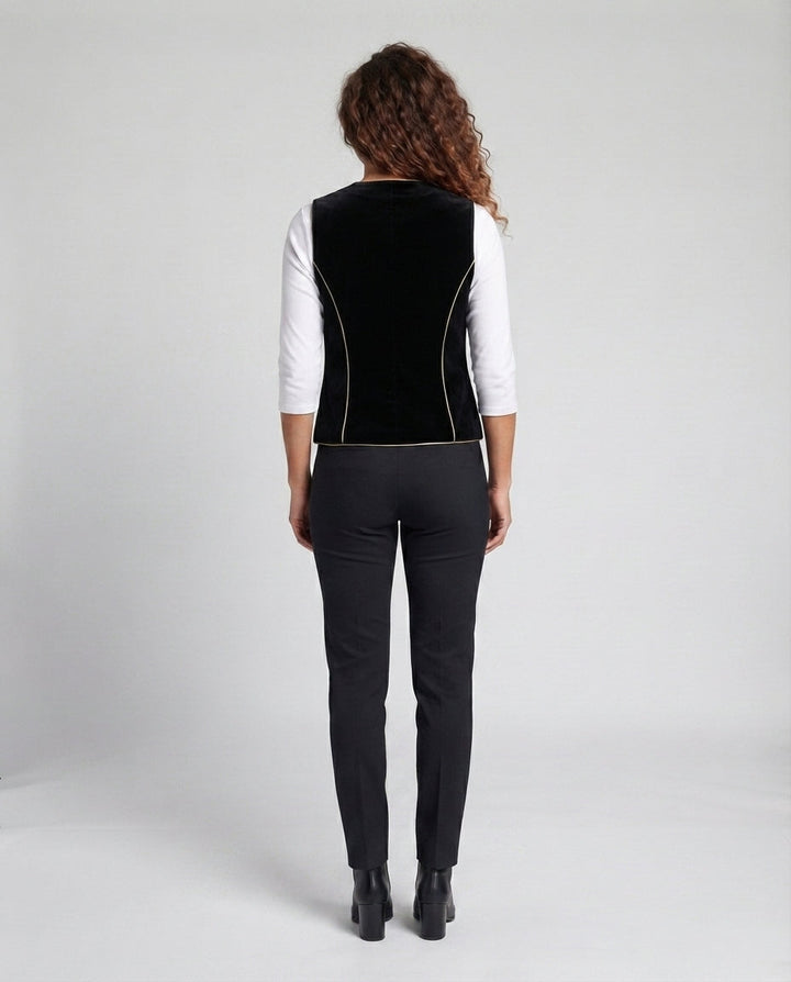 Damen Elegantes Samt-Weste mit Knopfdetails Drune