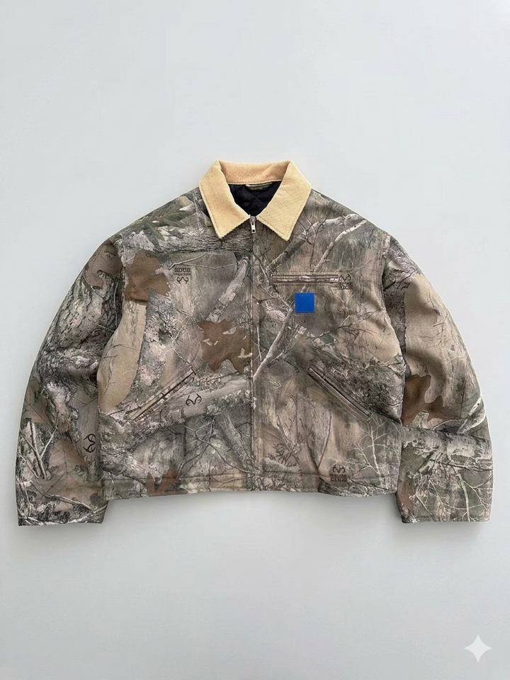 Herren Freizeitjacke im modernen Camouflage-Design mit hochschließendem Kragen Drune
