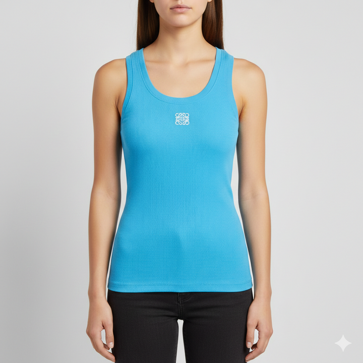 Drune | Geripptes Tanktop mit zarter Stickerei