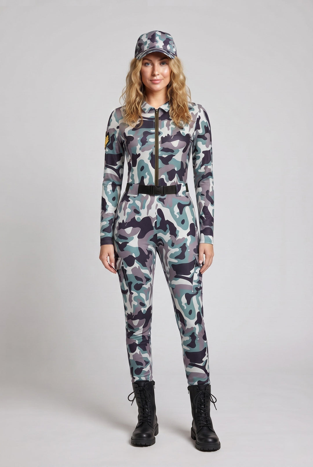 Damen Camo-Design Overall mit Reißverschluss Drune