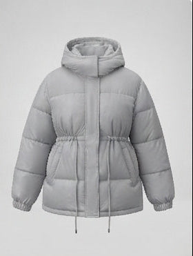 Damen gepolsterte Kapuzenparka im boxy Schnitt mit tapered Kordelzug
