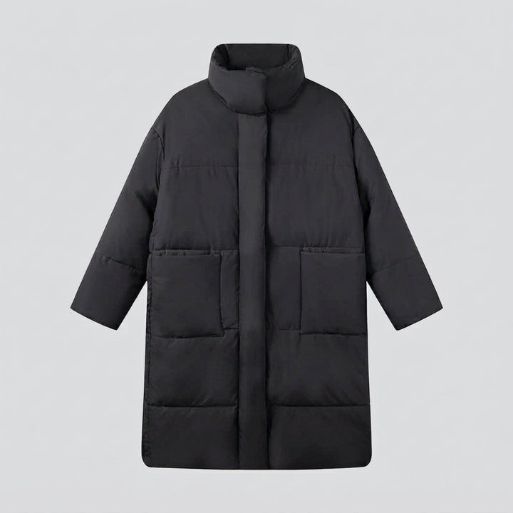 Damen Nano Extralang Gepolstert Komfort Puffer mit geräuschreduzierender Oberfläche, hohem Stehkragen und großzügiger Oversized Silhouette