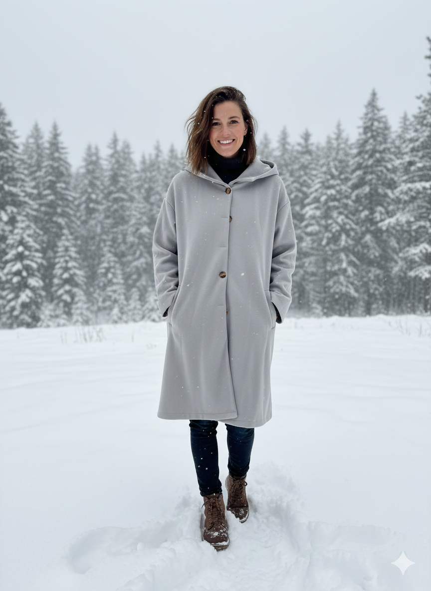 Damen Oversized Wollmantel im casual Look Drune