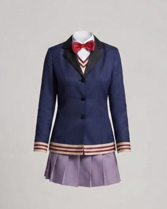 Damen Cosplay-Schuluniform-Set mit Rock, Hemd, Weste und Fliege Drune
