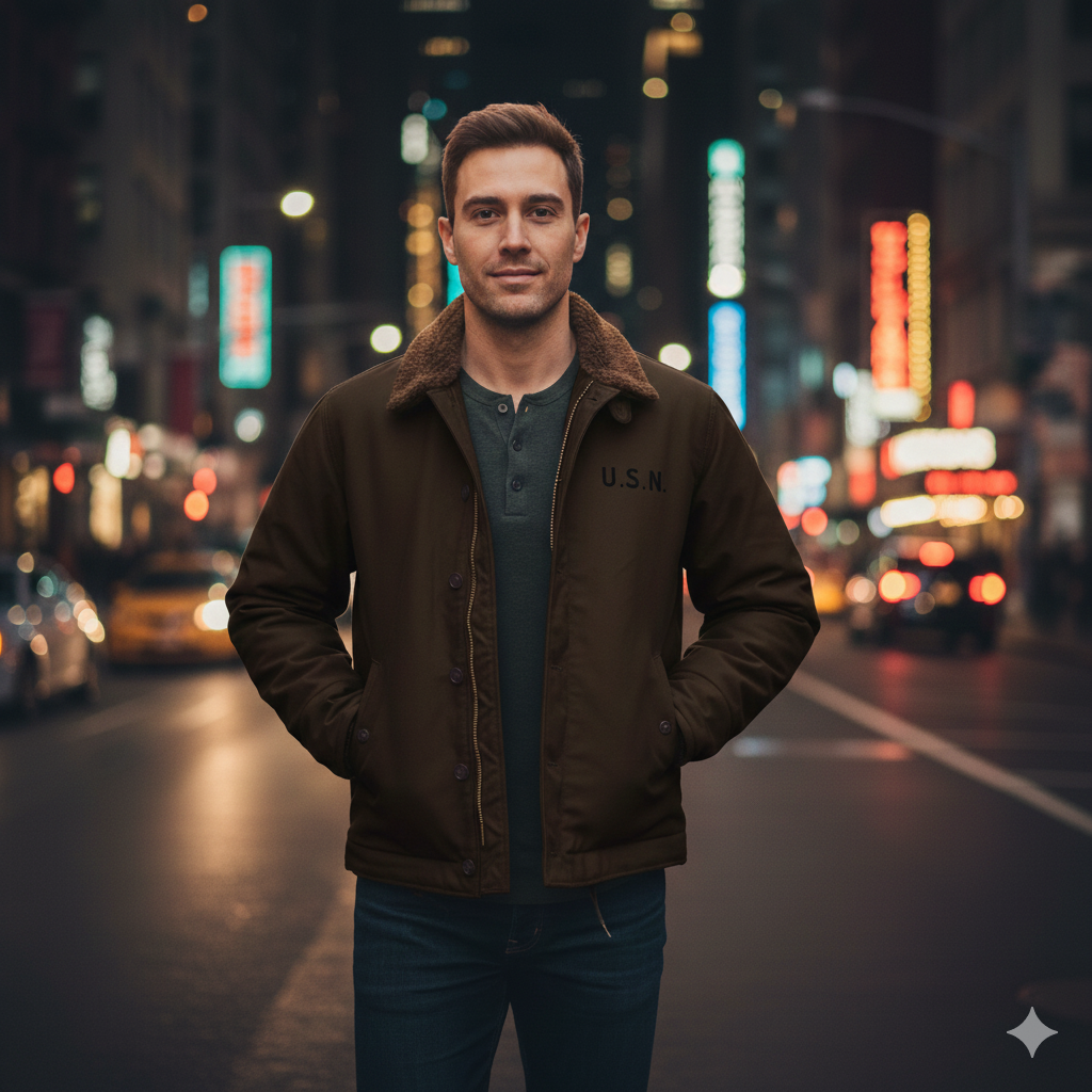 Herren Vintage-Wachsjacke mit Futter aus Kunstpelz Drune