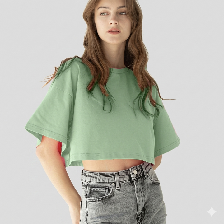 Damen lässiges cropped T-Shirt mit weit geschnittenen Ärmeln und hochwertigem Material Drune