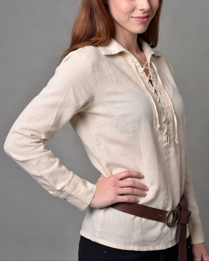 Damen Freizeit Langarmshirt mit Kordelzug Drune