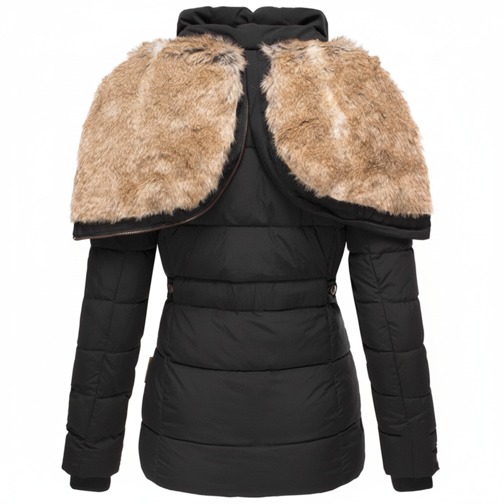 Drunef Damen Winterjacke | Mit Fellfutter, Langarm, Gefüttert