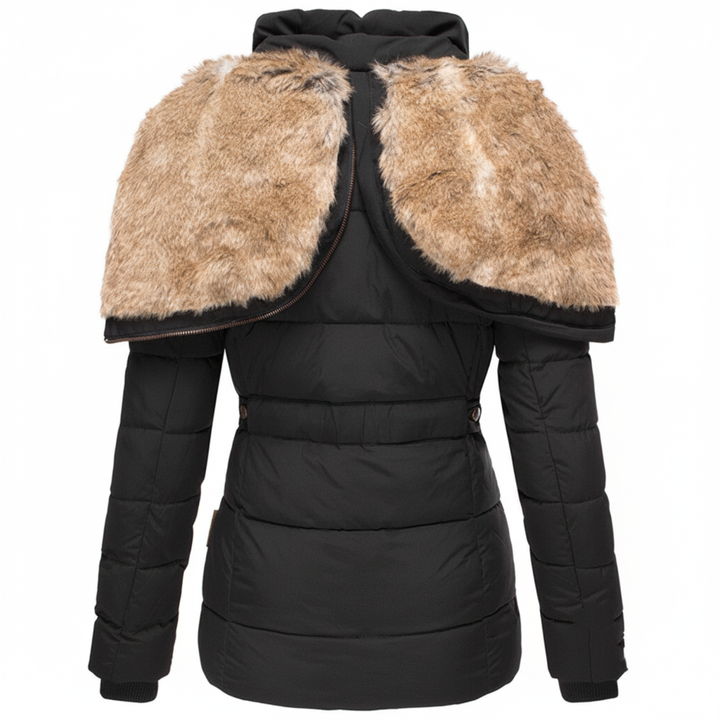 Drunef Damen Winterjacke | Mit Fellfutter, Langarm, Gefüttert