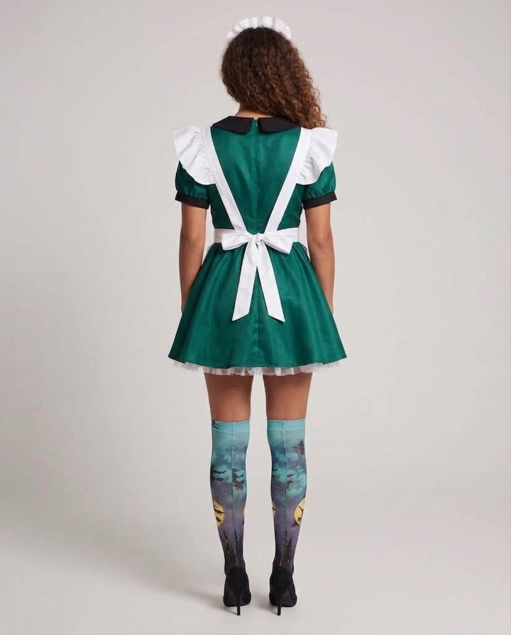 Damen Halloween-Kostüm mit verspielt-designter Schürze und eleganten Details Drune