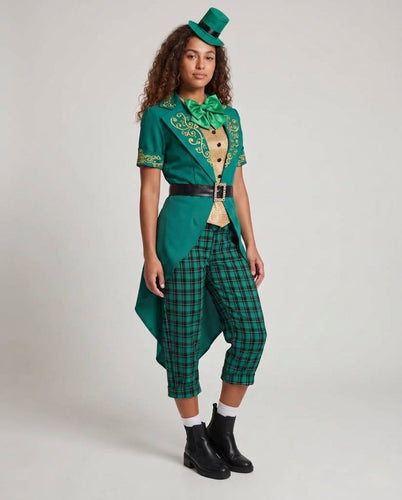 Damen Kostüm als irische Leprechaun mit elegantem Blazerschnitt und Karomuster Drune