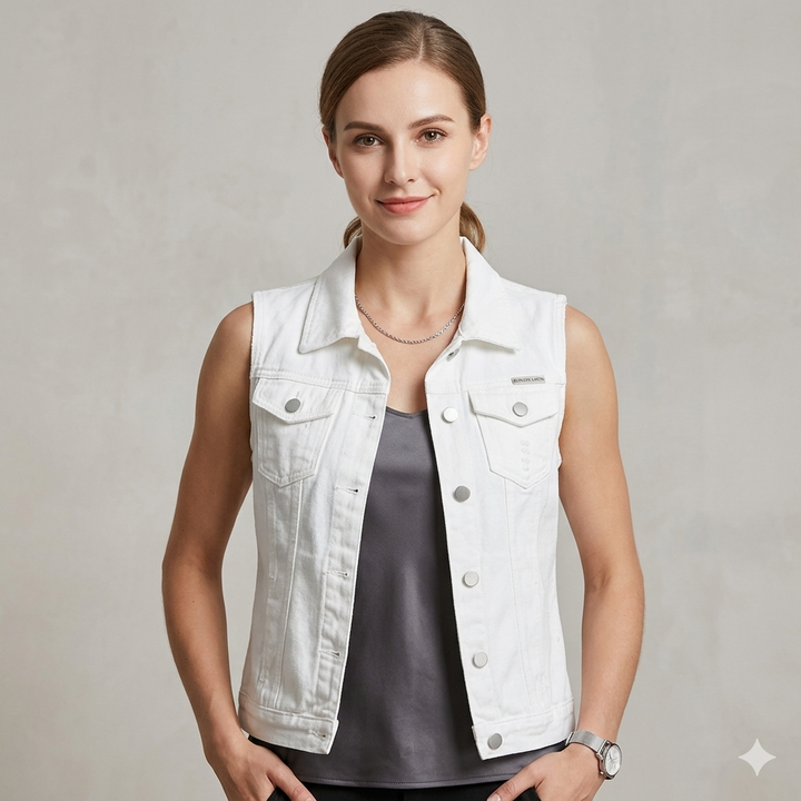 Damen lässige Jeans-Weste mit praktischen Taschen und stylischem Design Drune