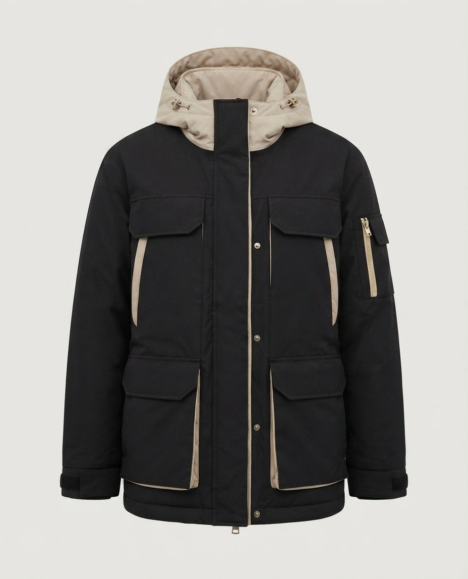 Damen Oversized Parka mit abnehmbarer gesteppter Innenweste, hohem Kragen und großen Klappentaschen