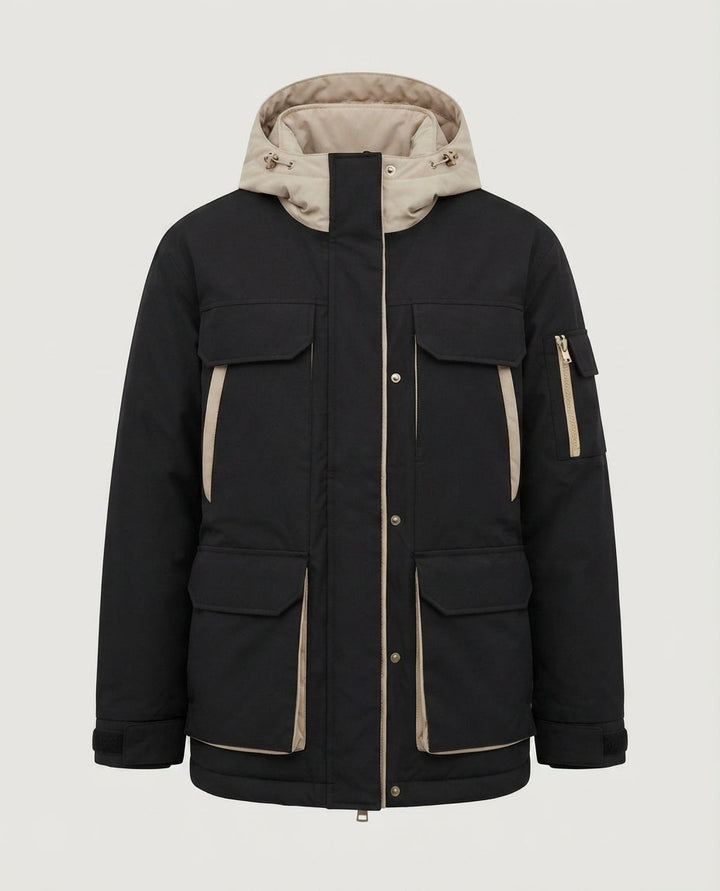 Damen Oversized Parka mit abnehmbarer gesteppter Innenweste, hohem Kragen und großen Klappentaschen