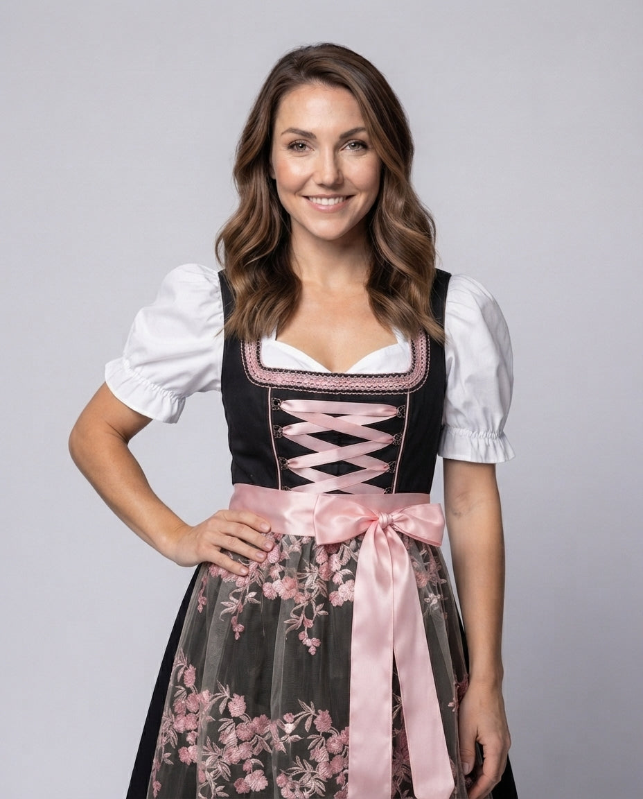 Damen Trachtenkleid mit feiner Spitze und elegantem Gürtel Drune