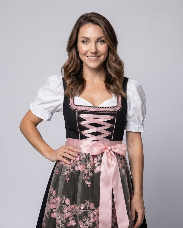 Damen Trachtenkleid mit feiner Spitze und elegantem Gürtel Drune