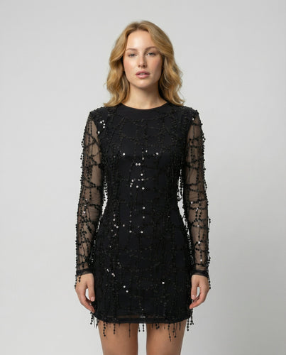 Elegantes Fransen Paillettenkleid Damen | Drune