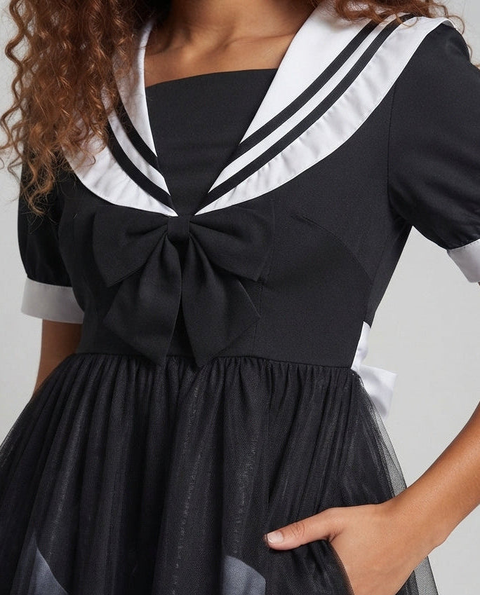 Damen Verspielt romantisches Kleid mit Schleifen und Rüschen Drune