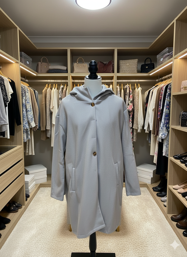 Damen Oversized Wollmantel im casual Look Drune