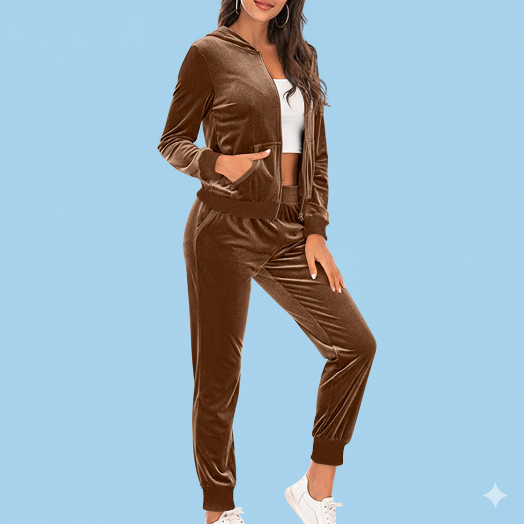 Damen bequemer Sportanzug mit lockerer Passform und Kapuzenjacke Drune