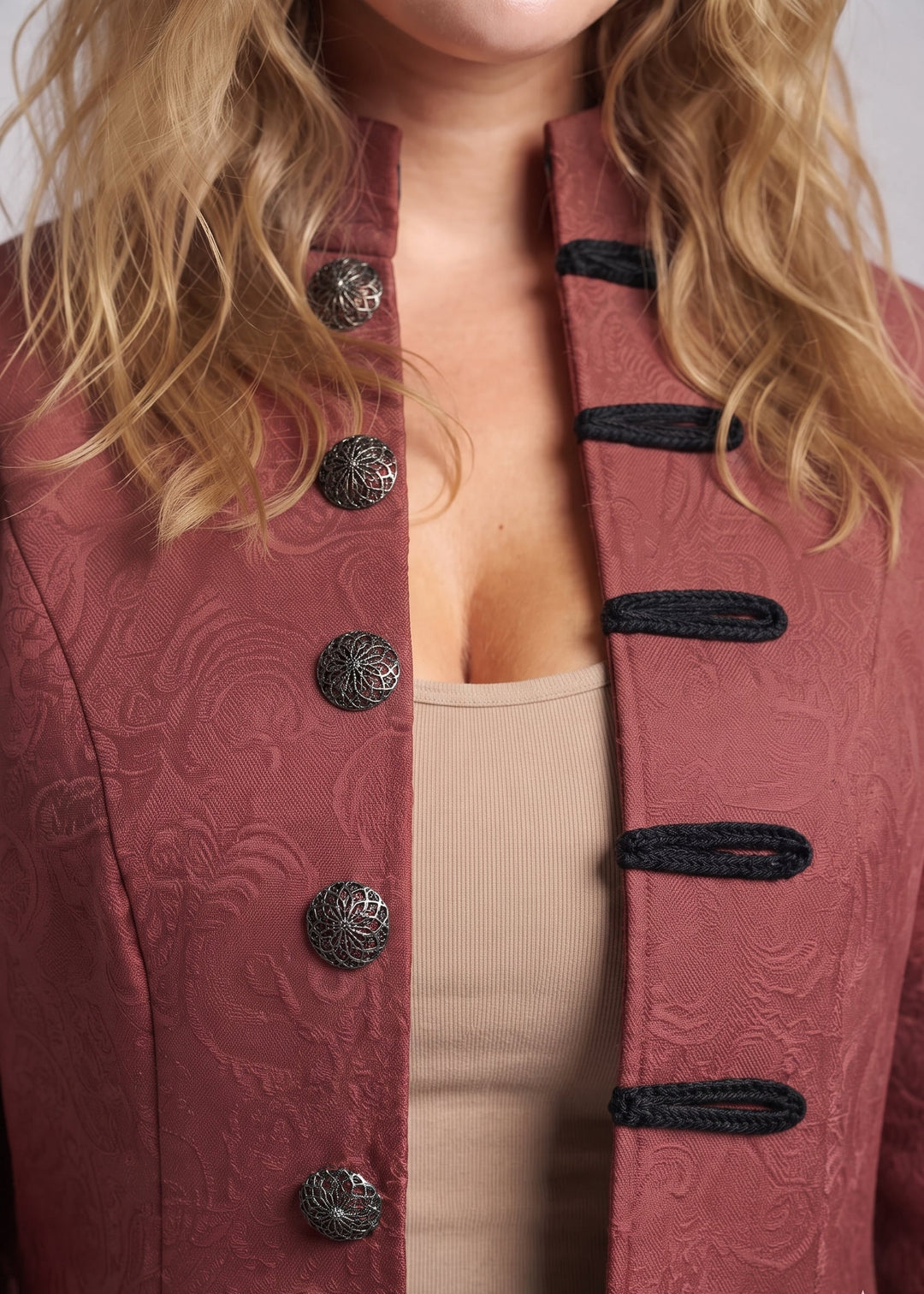 Damen stilvolles, elegantes Weste mit luxuriösen Verzierungen und asymmetrischem Schnitt Drune