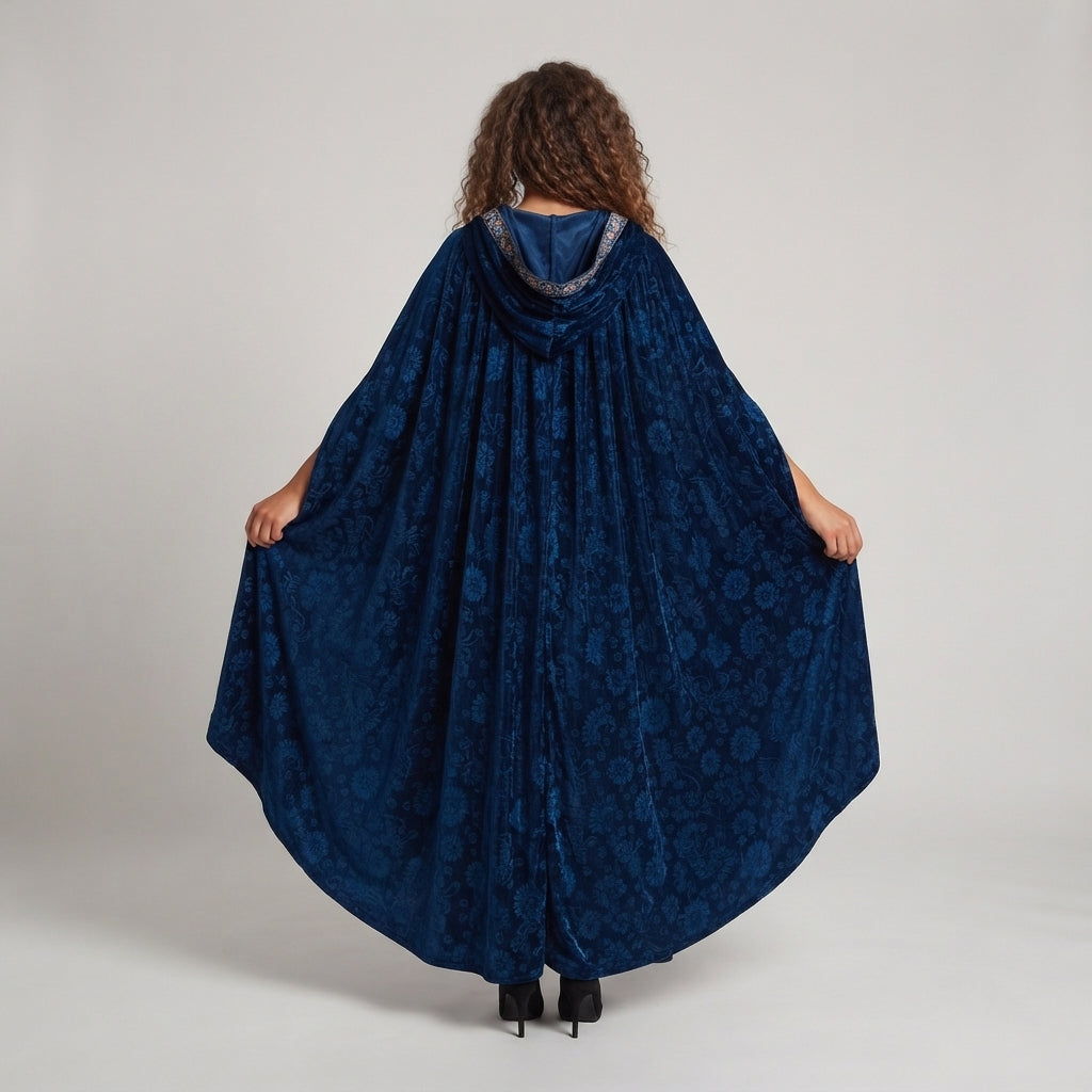 Damen mystisches Kapuzenkleid mit floralen Verzierungen Drune