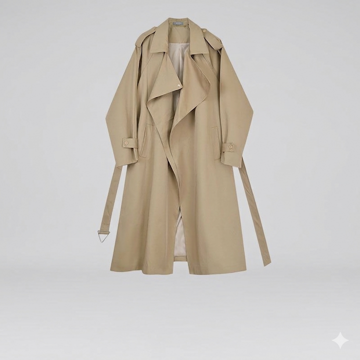 Drune | Eleganter Langer Trenchcoat Bürotasche mit Gürtel