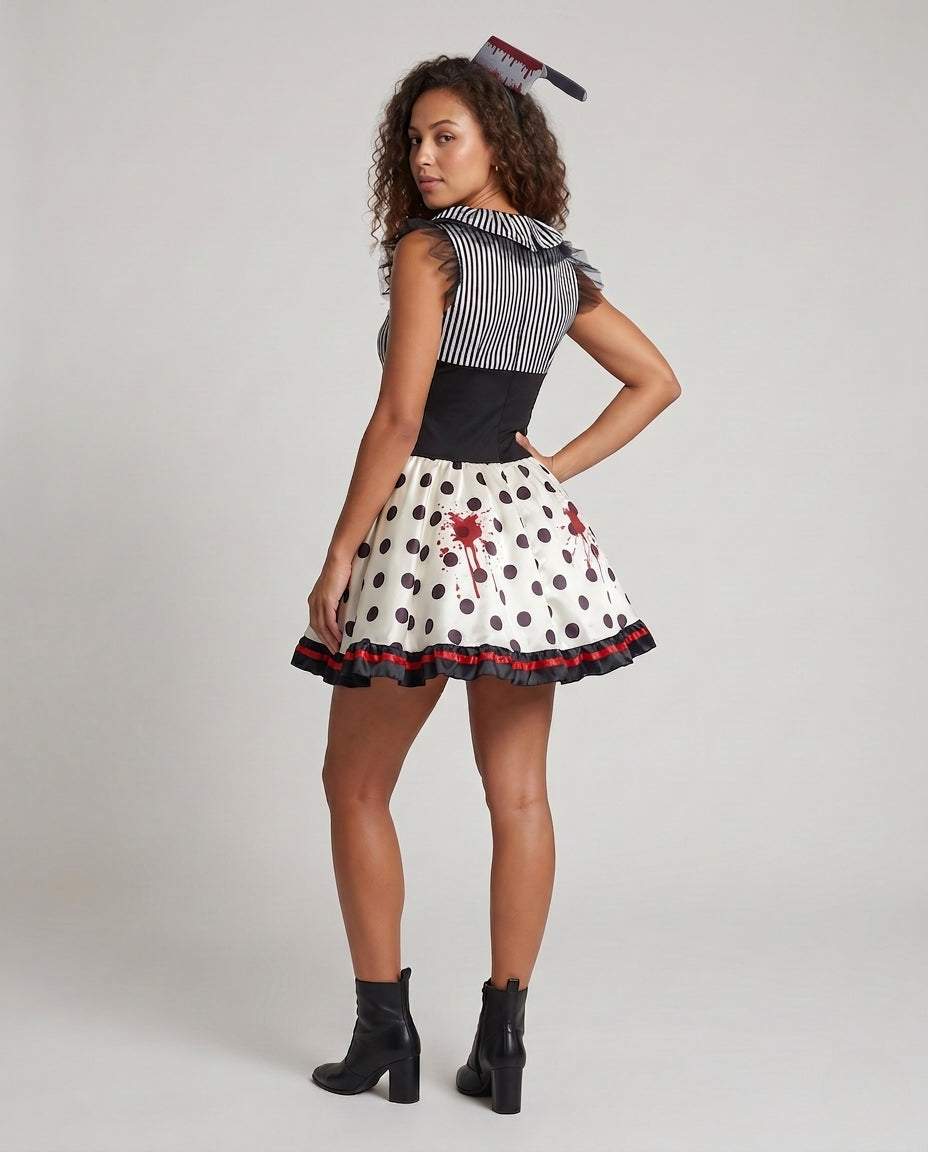 Damen Gruselige Clown-Kleid mit blutigen Akzenten Drune
