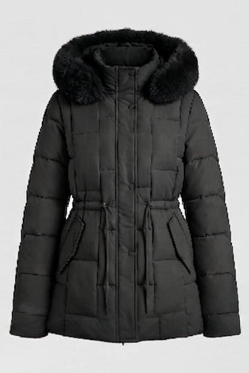 Damen Nano gepolsterter Parka mit abnehmbarem Kunstfellbesatz, verstellbarem Kordelzug in der Taille und thermischer Isolierungspolsterung