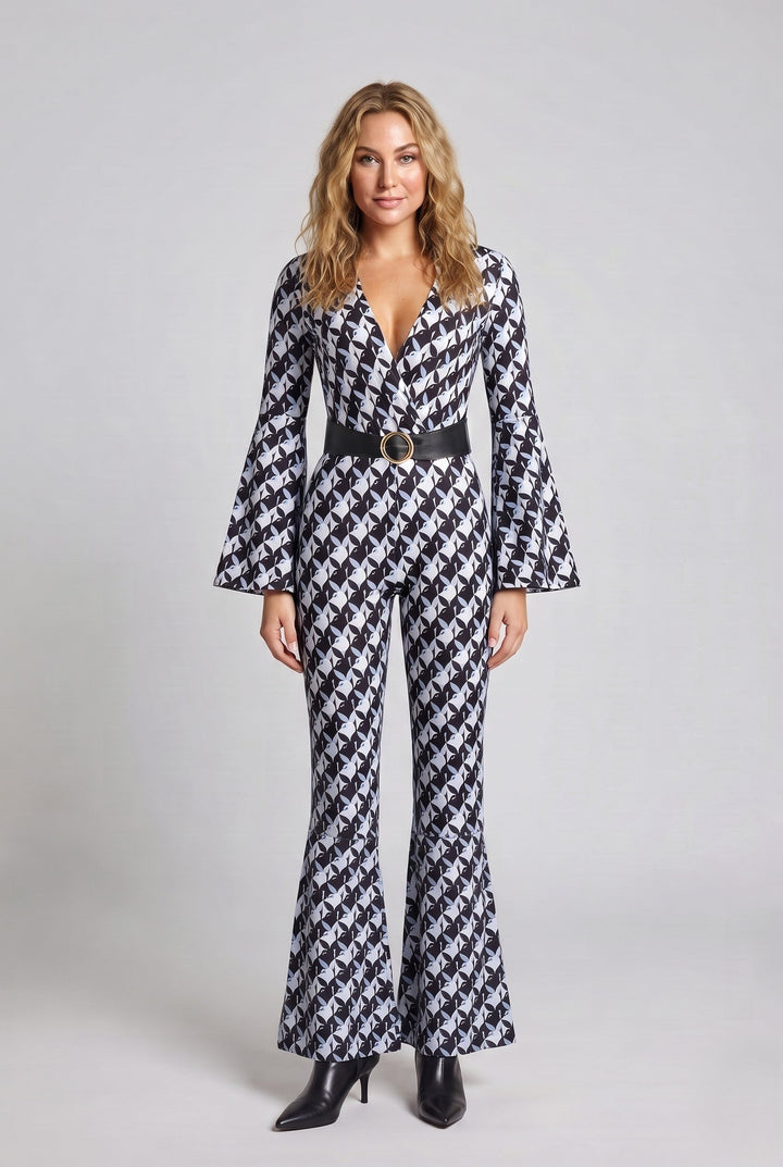 Damen Designer Jumpsuit mit weitem Ärmel Drune