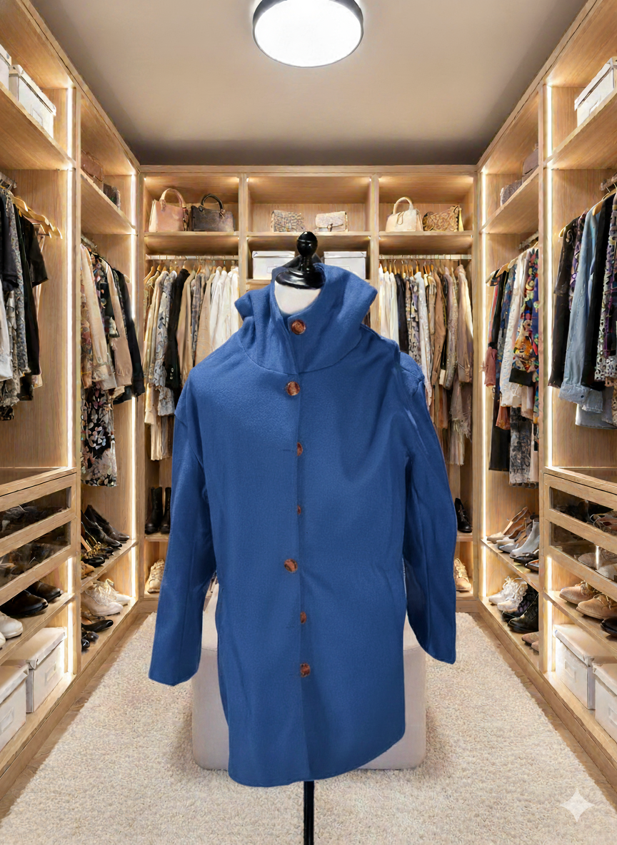 Damen Oversized Wollmantel im casual Look Drune