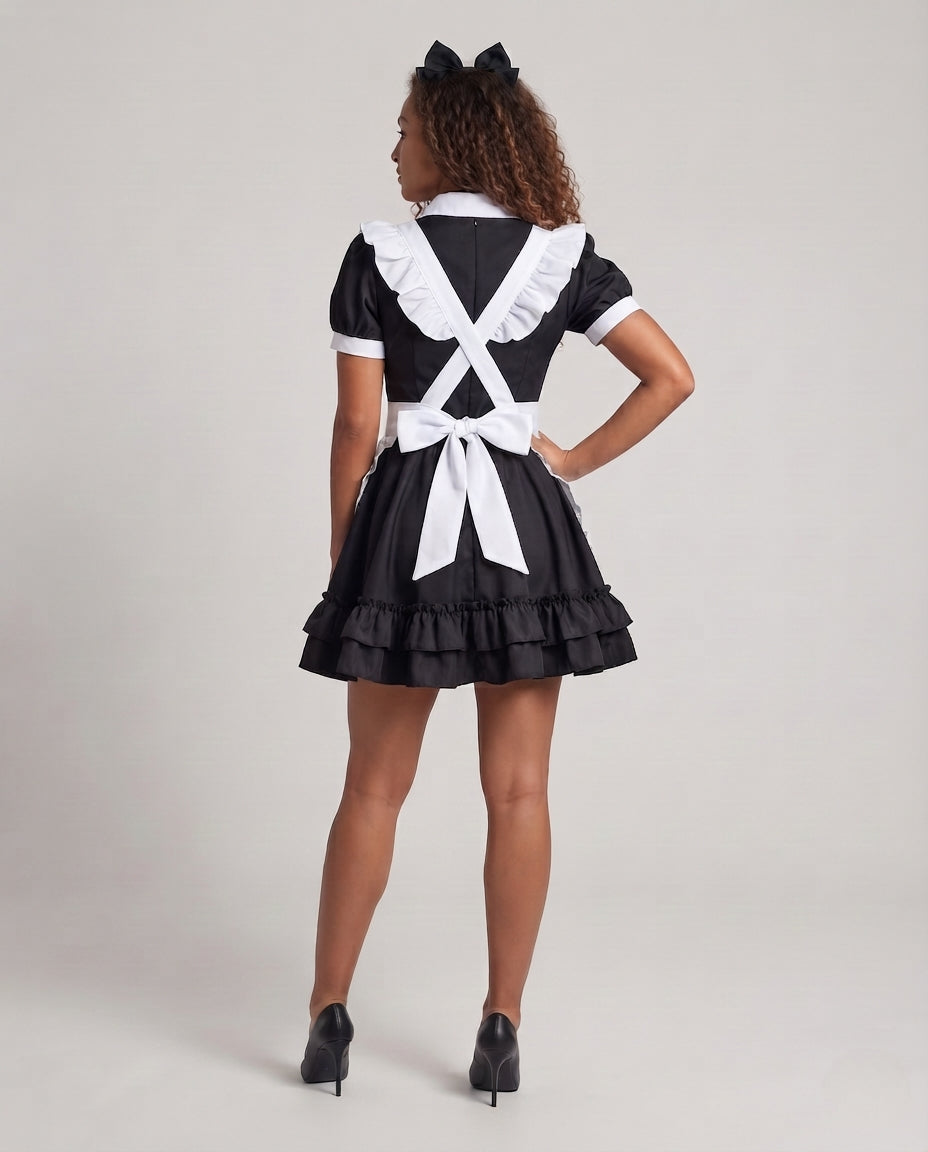Damen verspieltes Kostümkleid mit Rüschen und Schleifen Drune