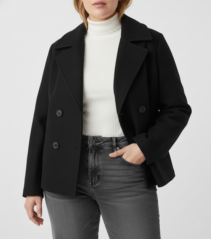Drune | Kurzer Woll-Look Peacoat für Damen – Große Größen
