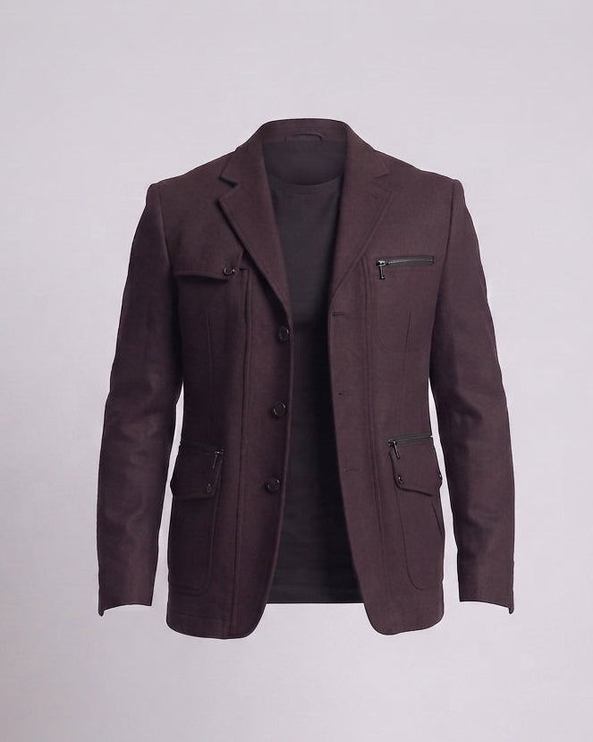 Herren Moderner City-Blazer mit Brustreißverschluss und Klapptaschen Drune