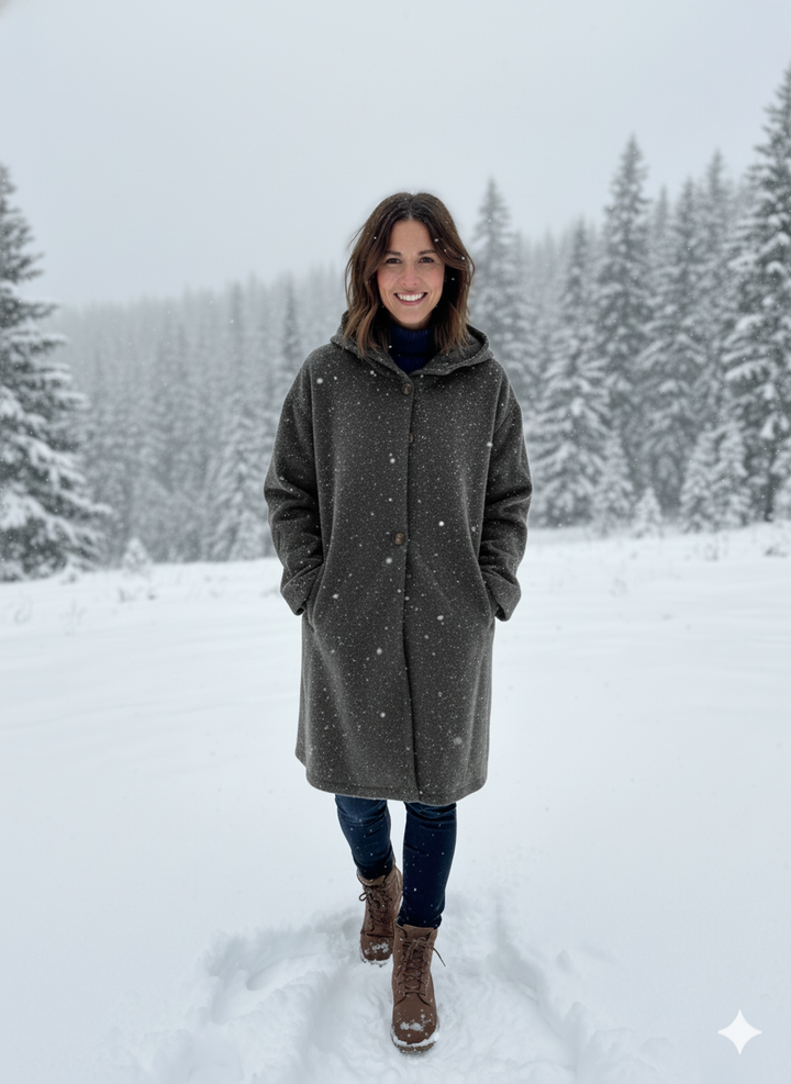 Damen Oversized Wollmantel im casual Look Drune