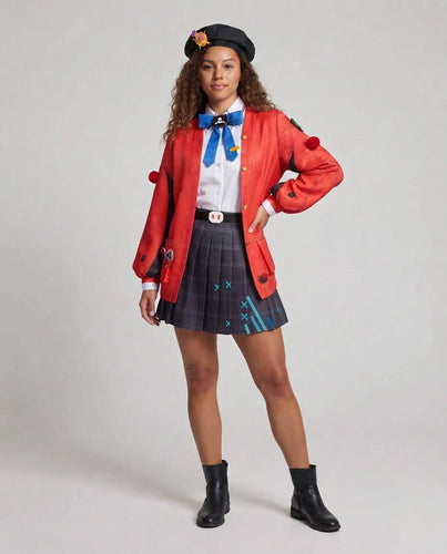 Damen Cosplay-Kostümset mit stilvollem Jacken- und Rock-Design Drune