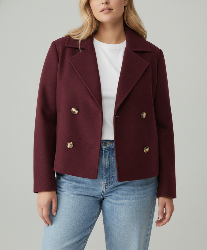 Drune | Kurzer Woll-Look Peacoat für Damen – Große Größen