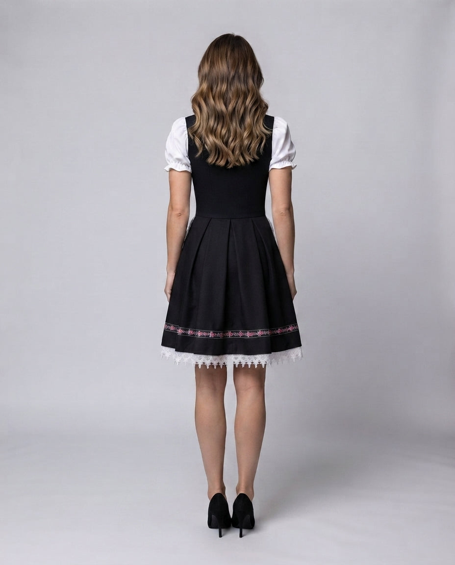 Damen Dirndl mit kunstvoller Spitzenverzierung und Taillengürtel Drune