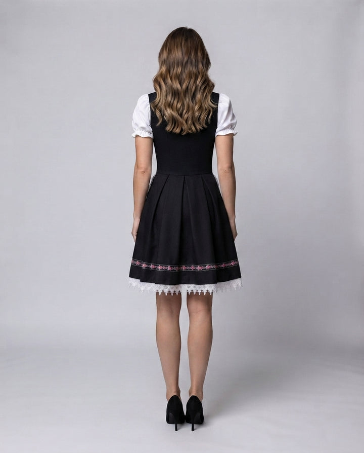 Damen Dirndl mit kunstvoller Spitzenverzierung und Taillengürtel Drune