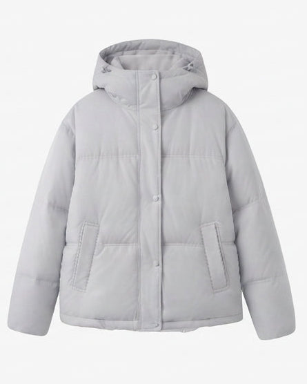 Damen kurze gesteppten Bluse mit Kapuze und Teddy-Innenkragen, verdecktem zweigängigem Reißverschluss und verstellbarem Saum